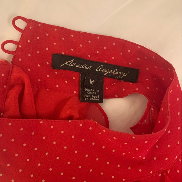 Sleeveless Red Blouse with White Polka Dots - Picture 4 of 4